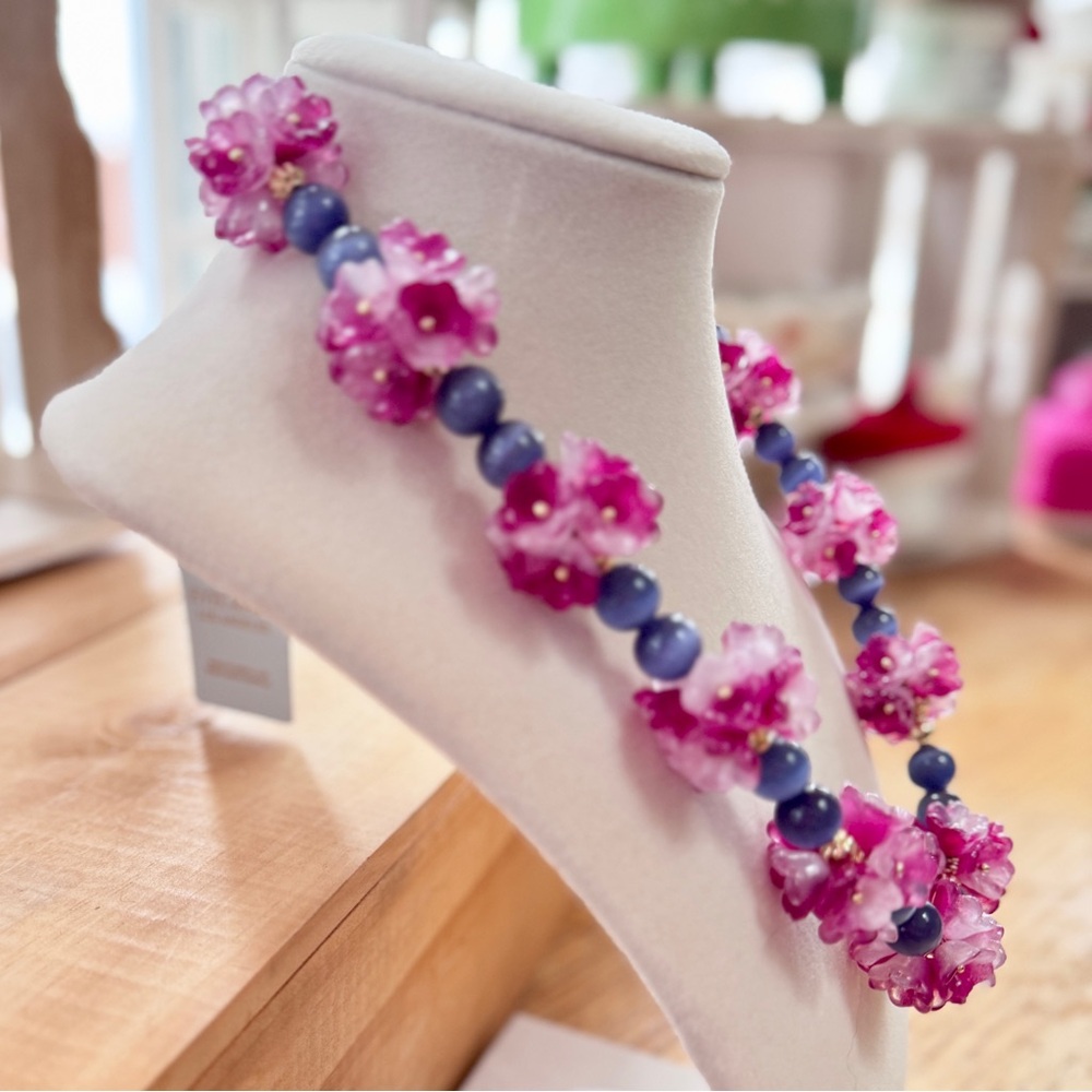 Eye Candy LA Yasamin Floral Beaded Necklace | Amethyst | Statement Jewelry - Picture 8 of 10